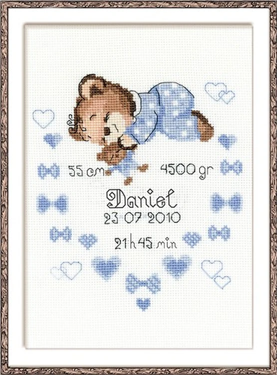 Boy Birth Announcement Counted Cross Stitch Kit