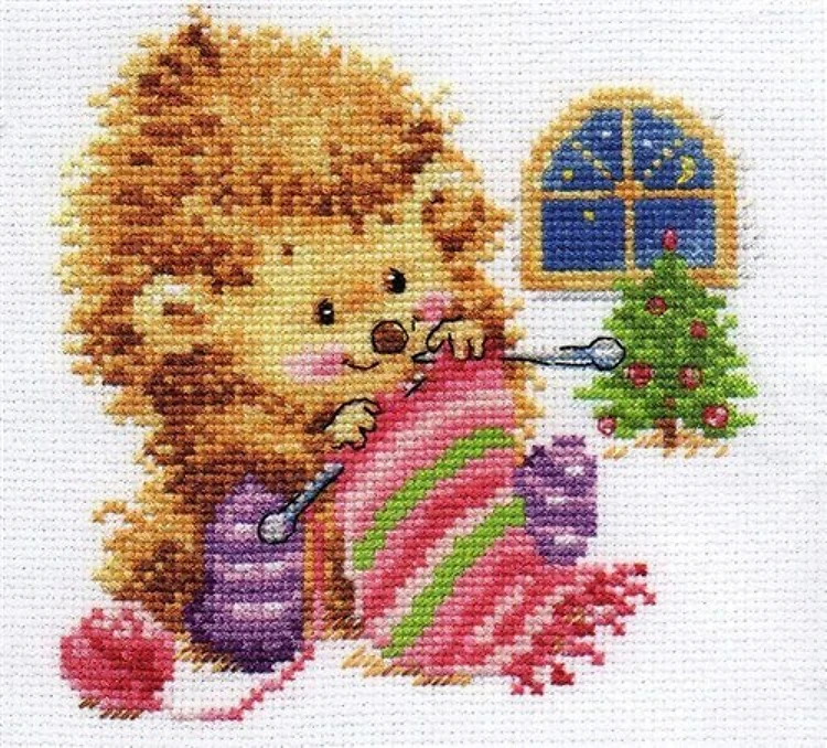 Knitting Hedgehog Counted Cross-Stitch Kit