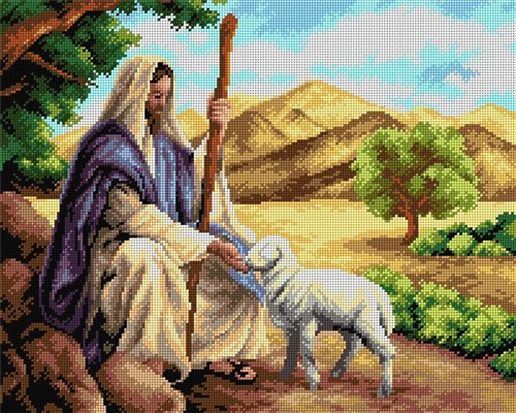 Gobelin Canvas For Halfstitch Without Yarn Jesus & Lamb