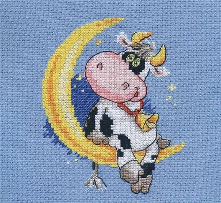 Cow On Moon Counted Cross-Stitch Kit