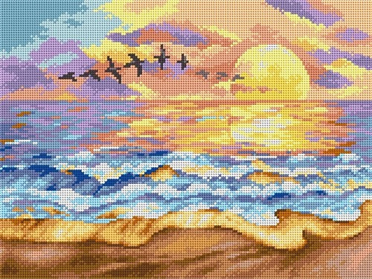 Needlepoint Canvas For Halfstitch Without Yarn Sunset Over The Sea