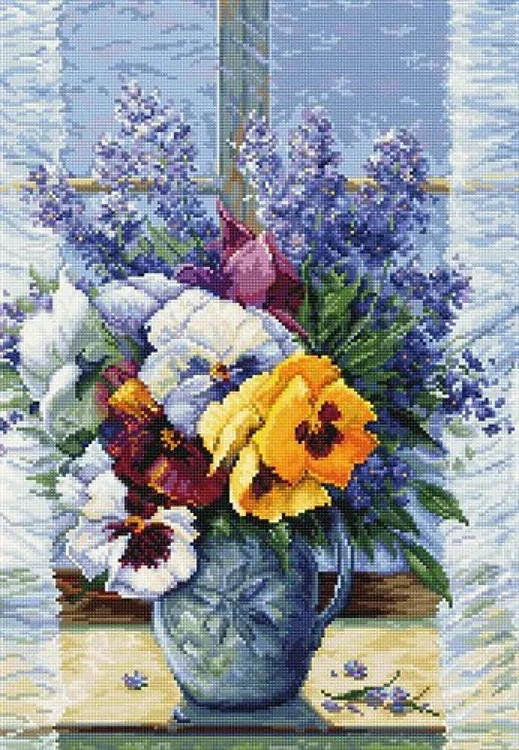 Pansy Bouquet Counted Cross Stitch Kit