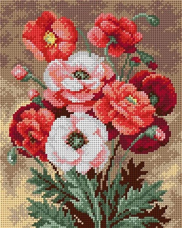Gobelin Canvas Poppies For Halfstitch Without Yarn