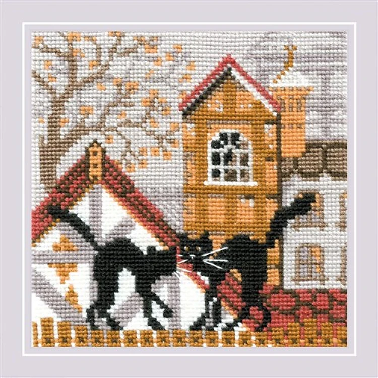 City & Cats Autumn Counted Cross Stitch Kit