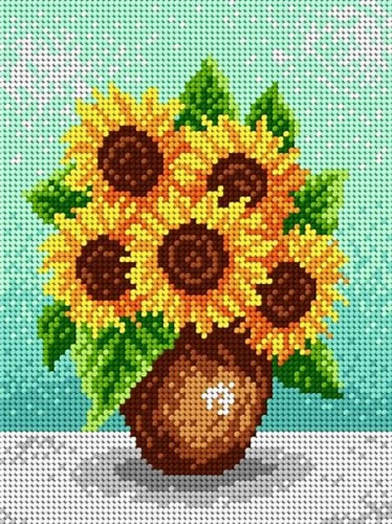 Sunflowers Needlepoint Canvas For Halfstitch W/O Yarn