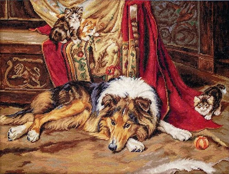 A Reluctant Playmate Counted Cross-Stitch Kit
