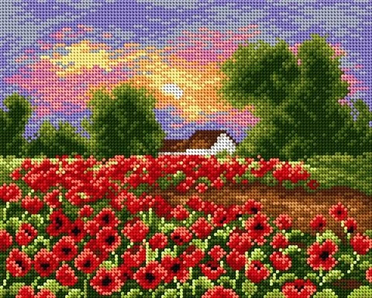 Summer Meadow Needlepoint Canvas For Halfstitch W/O Yarn