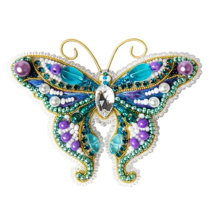 Beadwork Brooch Crystal Art Butterfly