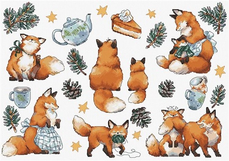 Foxy New Year Counted Cross Stitch Kit