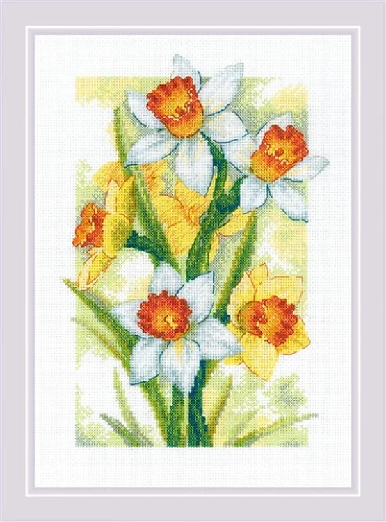 Spring Glow. Daffodils Counted Cross Stitch Kit