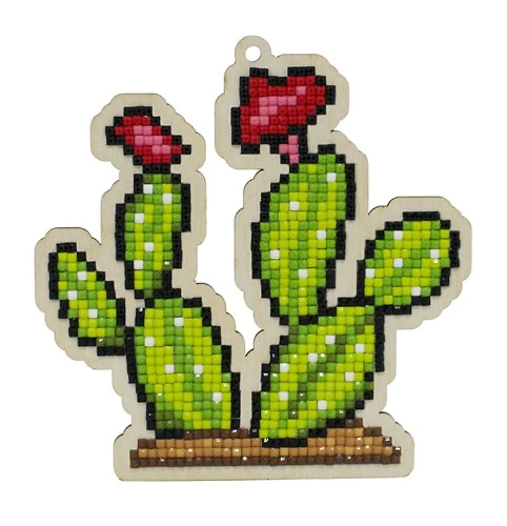 Blooming Cactus Diamond Painting On Plywood Kit