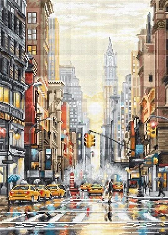 Sunset On 5th Avenue Counted Cross Stitch Kit