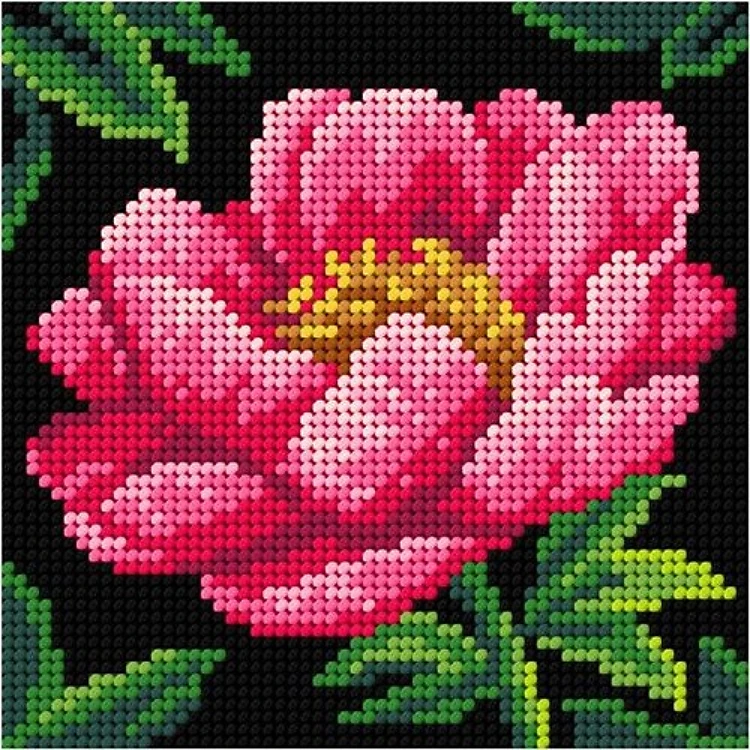 Gobelin Canvas Flower For Halfstitch W/O Yarn