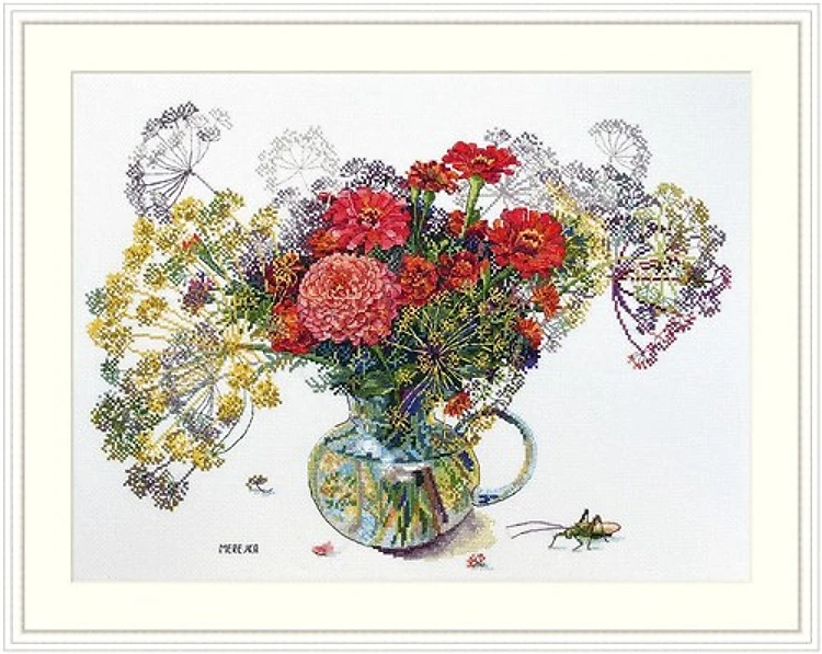 Zinnia And Dill Cross-Stitch Kit