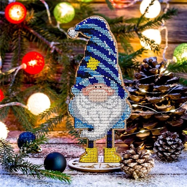Gnome Bead Embroidery Kit On Wood