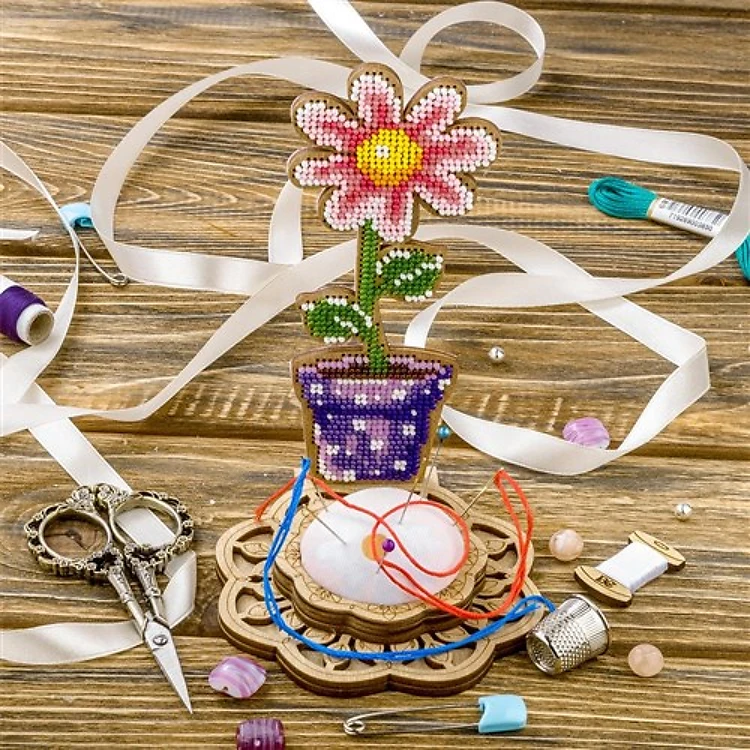 Flower Bead Embroidery Kit On Wood