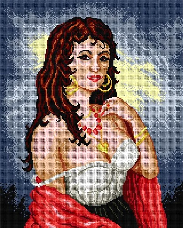 Gypsy Woman Gobelin Canvas For Halfstitch W/O Yarn