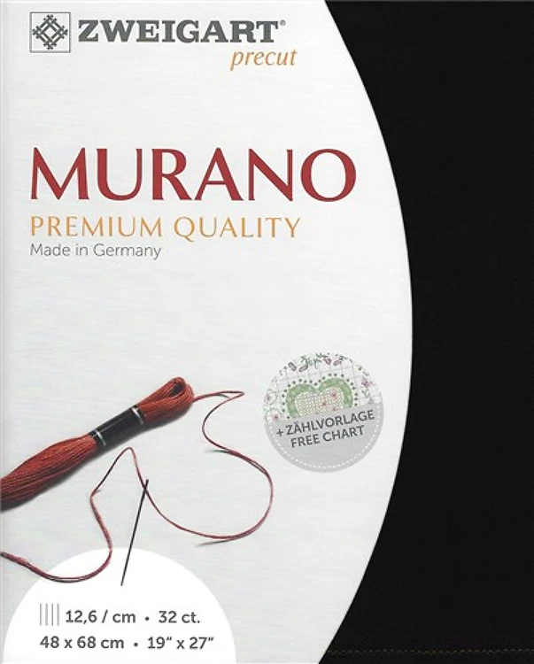 Precut Zweigart Murano 32 Ct. Black