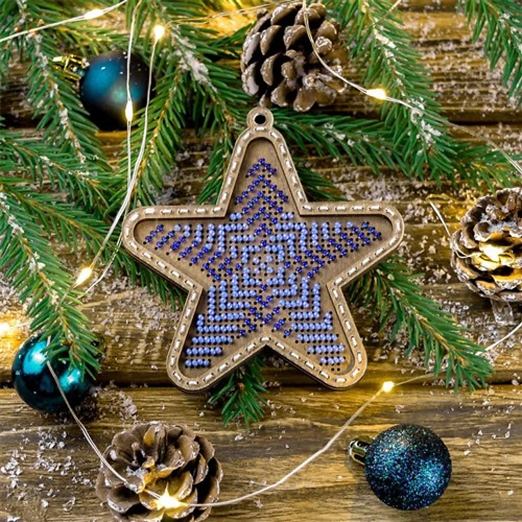 Star Bead Embroidery Kit On Wood