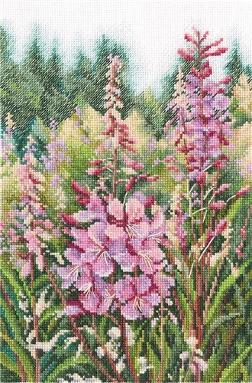 Raspberry Candles Of Willowherbs Cross Stitch Kit