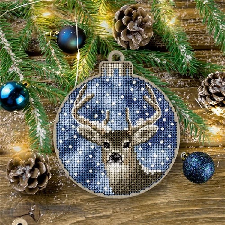 Reindeer Cross Stitch Kit On Wood