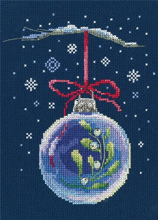 Ball With A Sprig Of Mistletoe Cross Stitch Kit