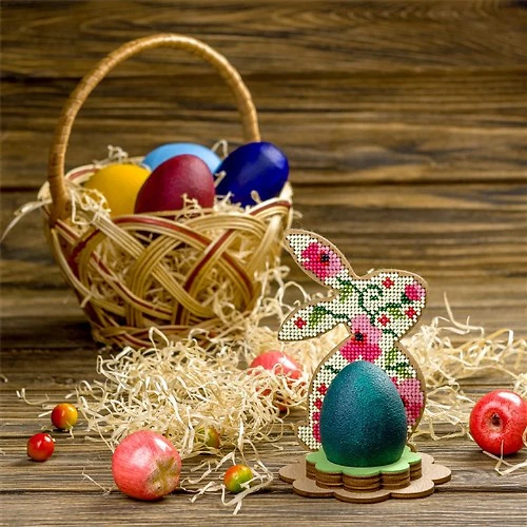 Easter Bunny Bead Ornament On Wood
