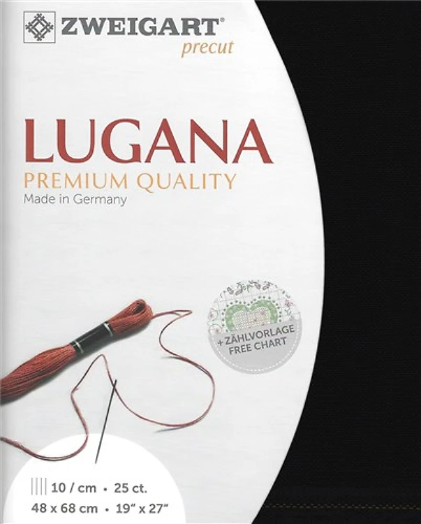 Precut Zweigart Lugana 25 Ct, Black
