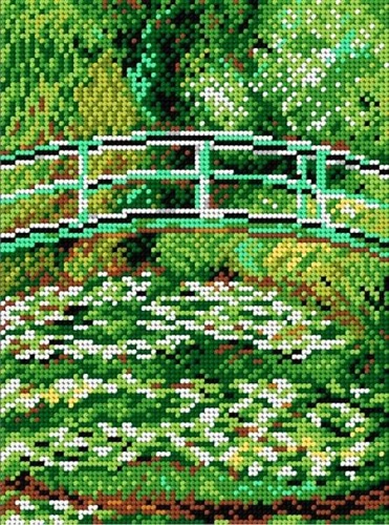 Water Lily Pond Needlepoint Canvas For Halfstitch W/O Yarn