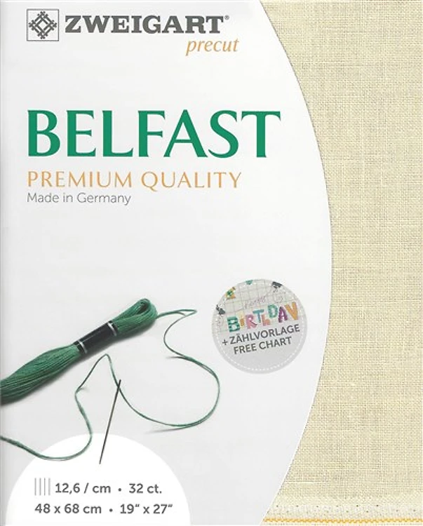 Precut Zweigart Belfast 32 count Platinum