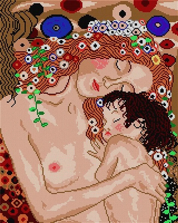 Gustav Klimt - Mother And Child Needlepoint Canvas For Halfstitch W/O Yarn