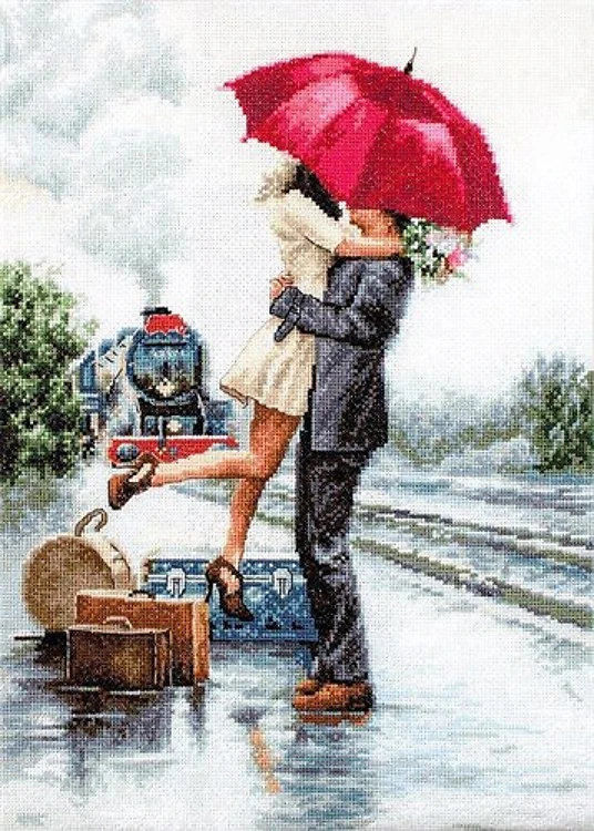 Couple On Train Station Cross-Stitch Kit