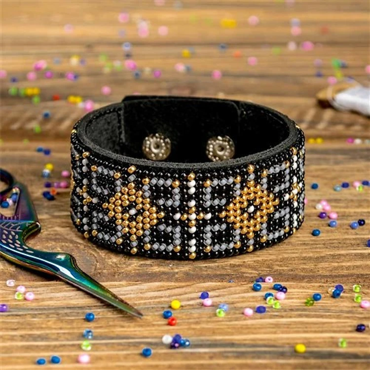 Artificial Leather Bead Bracelet Embroidery Kit