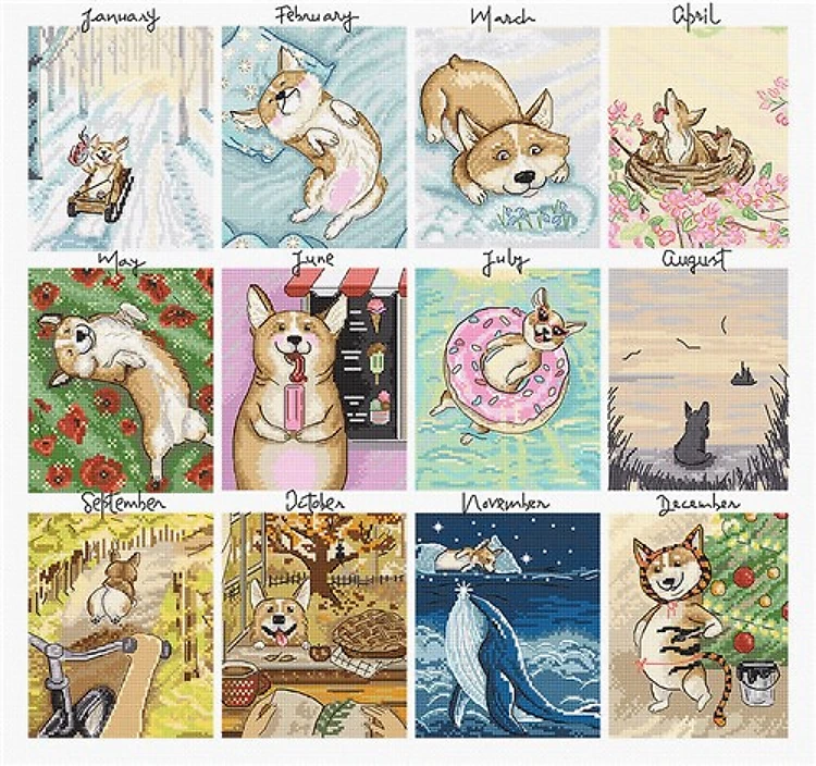Doggy Calendar Cross Stitch Kit