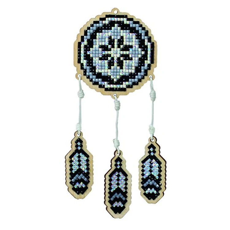 Dreamcatcher - Grey Diamond Painting On Plywood Kit