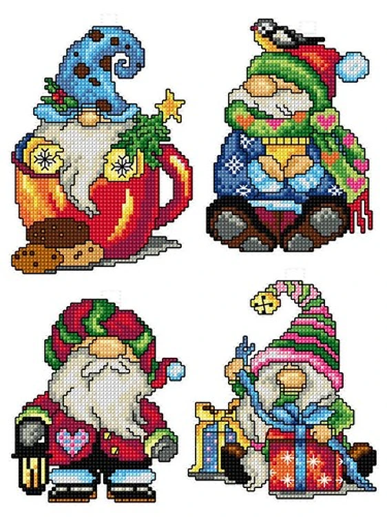 Christmas Gnomes Cross Stitch Kit