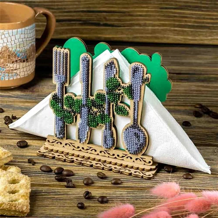 Napkin Holder Beadwork Kit On Wood