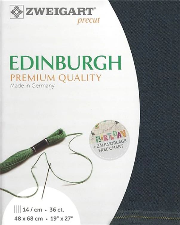 Precut Zweigart Edinburgh 36 Count Charcoal Gray