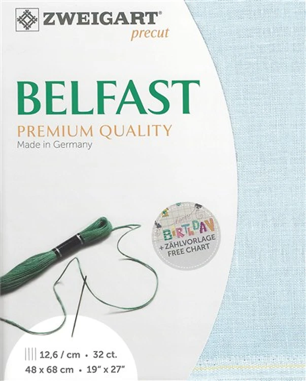 Precut Zweigart Belfast 32 Count Ice Blue