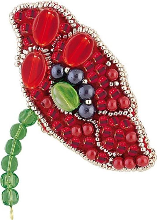 Red Petals Beadwork Brooch Kit