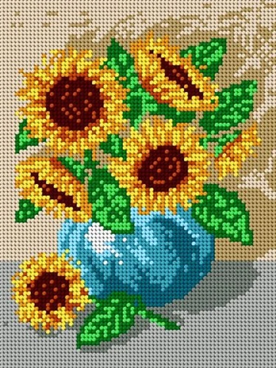 Bouquet Of Sunflowers Needlepoint Canvas For Halfstitch W/O Yarn