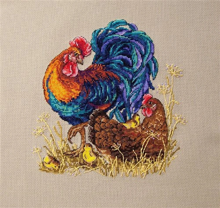 Rooster & Hen Cross Stitch Kit