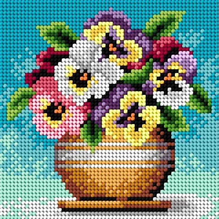 Bouquet Of Pansies Needlepoint Canvas For Halfstitch W/O Yarn
