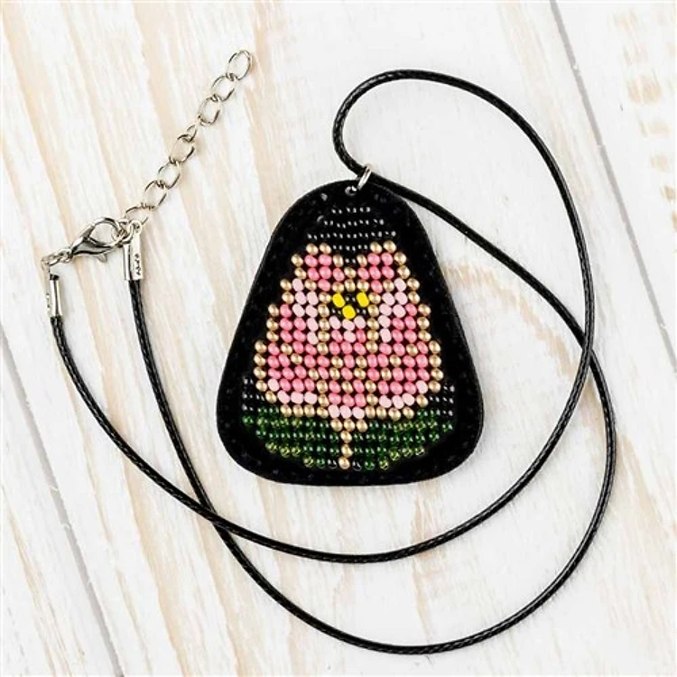 Bead Embroidery Kit On Artificial Leather Pendant