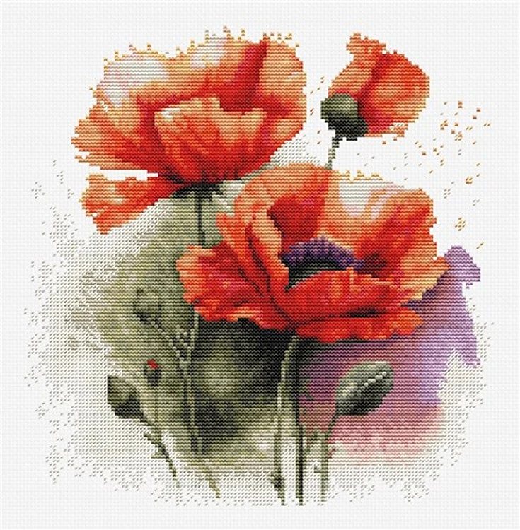 The Poppy Flowers Cross Stitch Kit