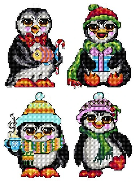 Christmas Penguins Cross Stitch Kit