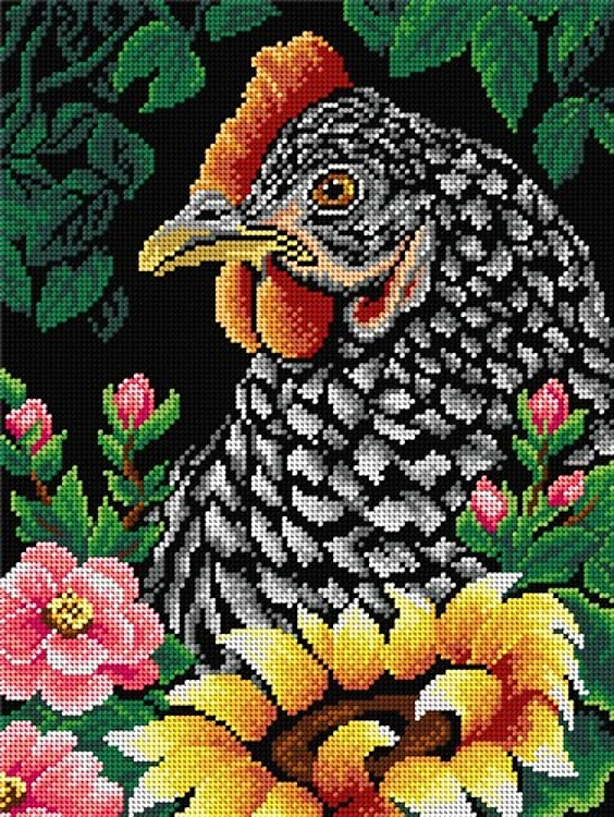 Hen Needlepoint Canvas For Halfstitch W/O Yarn