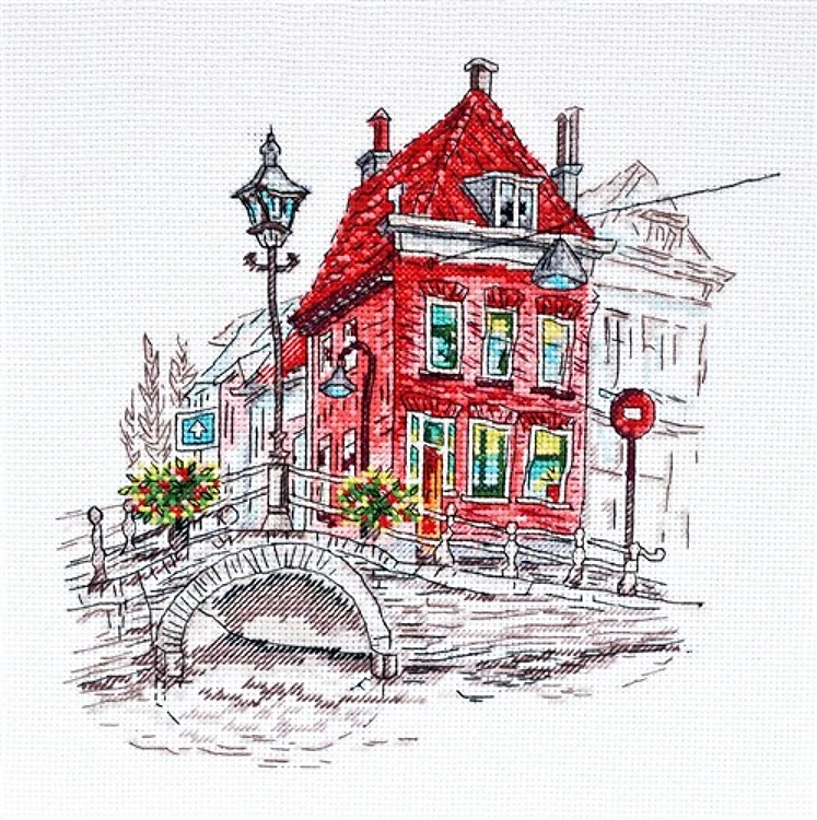 Colored Town Cross Stitch Kit