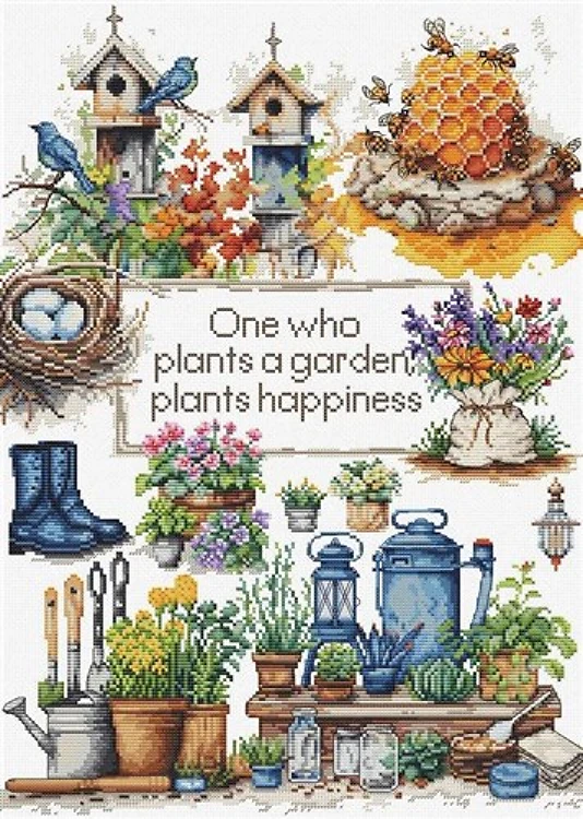 Garden Plants Cross Stitch Kit