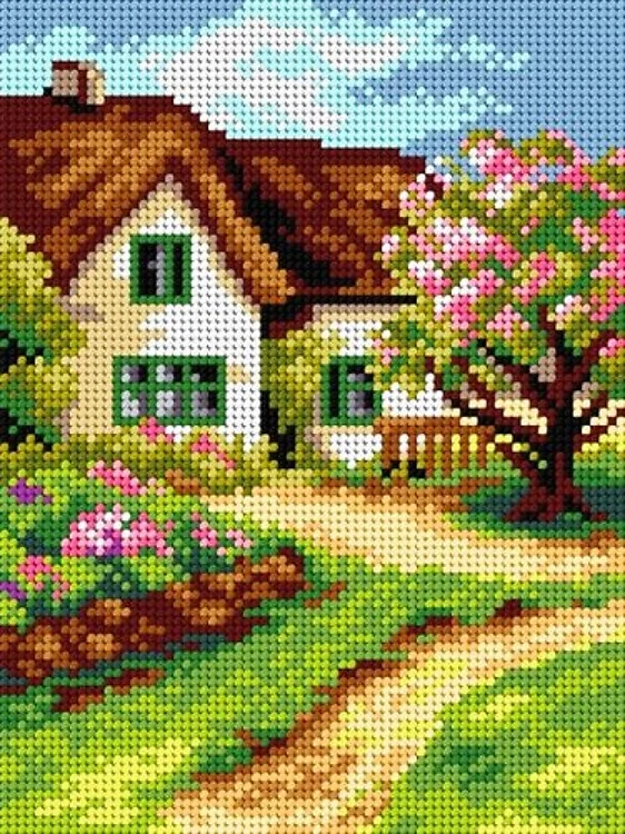 Cottage Needlepoint Canvas For Halfstitch W/O Yarn